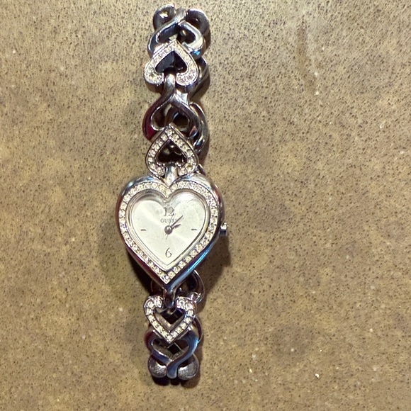 Guess Silver Heart Link Watch - Picture 1 of 3